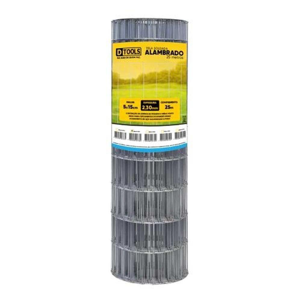 Tela Alambrado 25x1,20m Fio 2,3mm Malha 5x15cm - Dtools