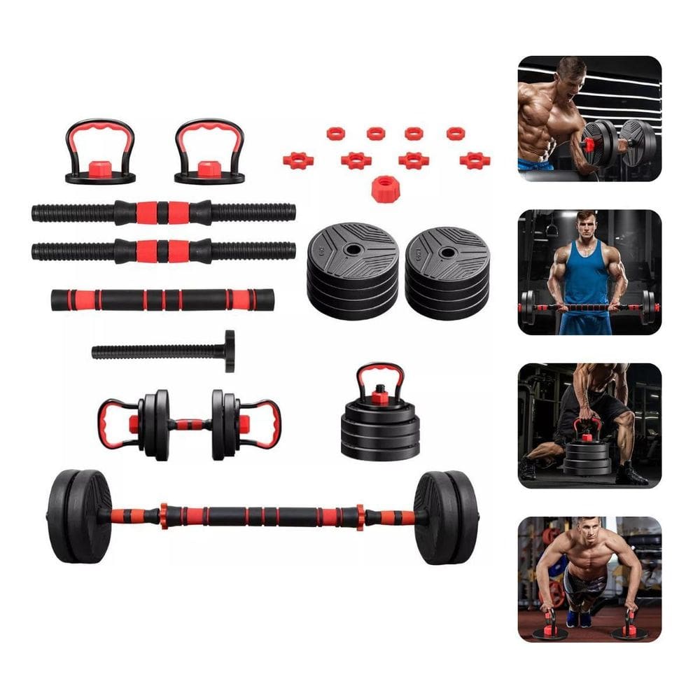 Kit Halteres 6 Em 1 Musculação Até 15Kg Ajustável Kettlebell
