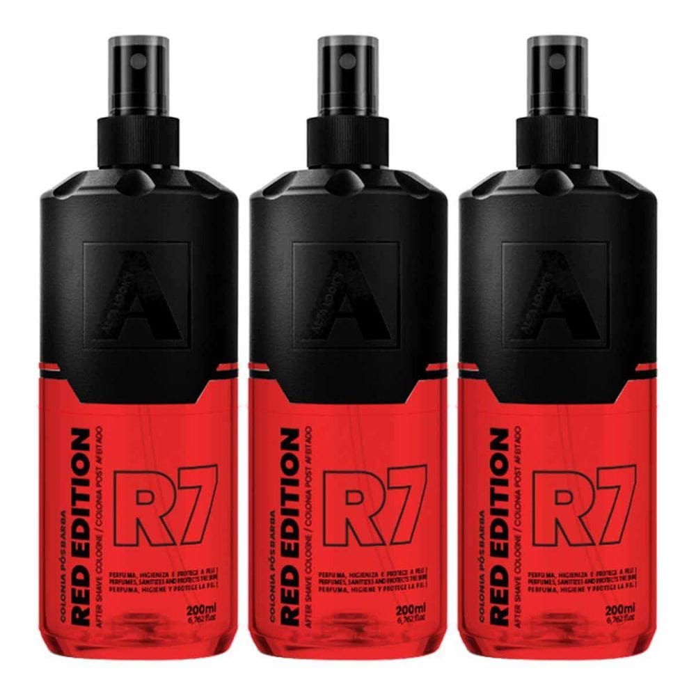 Kit 3X Loção Pós Barba Red Edition R7 200Ml Alfa Looks