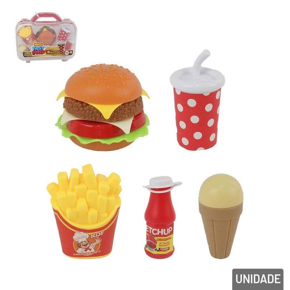 KIT Cozinha de Plástico 06 Peças Maleta Fast Food