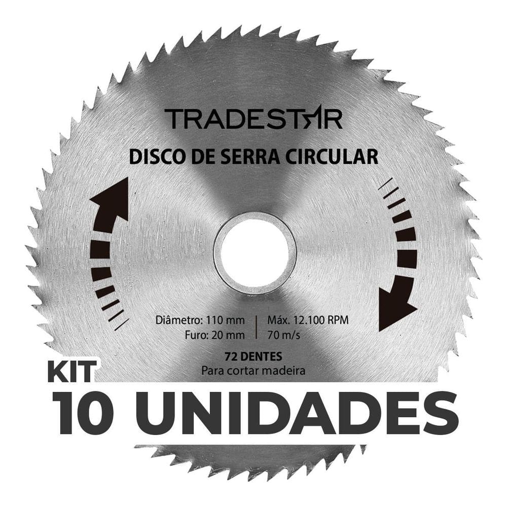 Kit 10 Discos Serra Circular 72D 110x20mm Makita