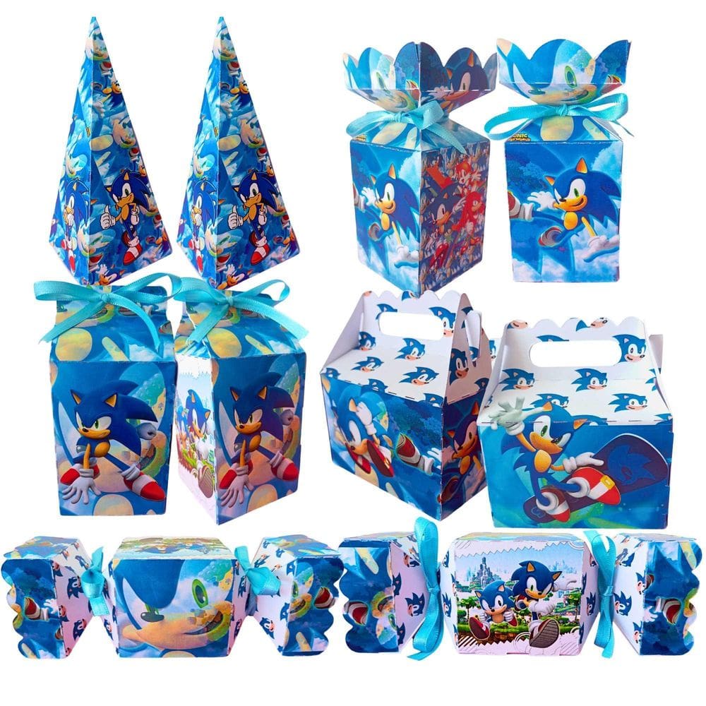 Kit Festa Facil Lembrancinha Caixinha Para Doces Tema Sonic