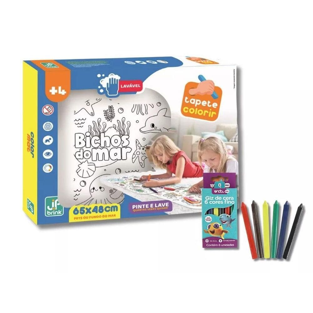 Tapete Colorir Lavável Para Atividade Infantil Giz De Cera