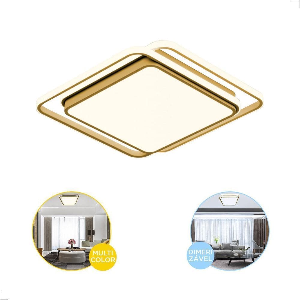 Plafon Moderno Led Gold Com Controle Dimmer 72W