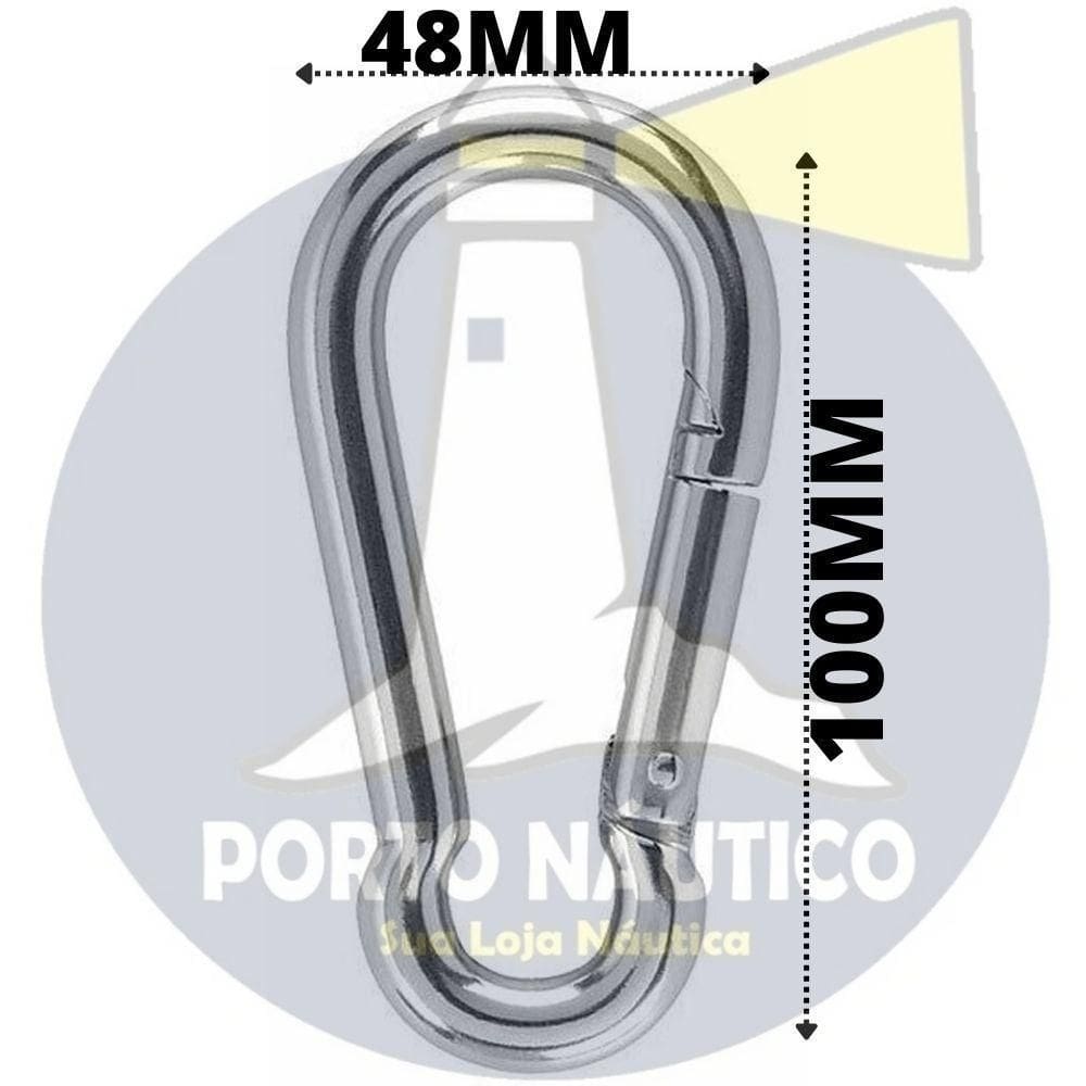 Kit 2 Mosquetão Inox Simples 10Mm X 100Mm Sem Olhal