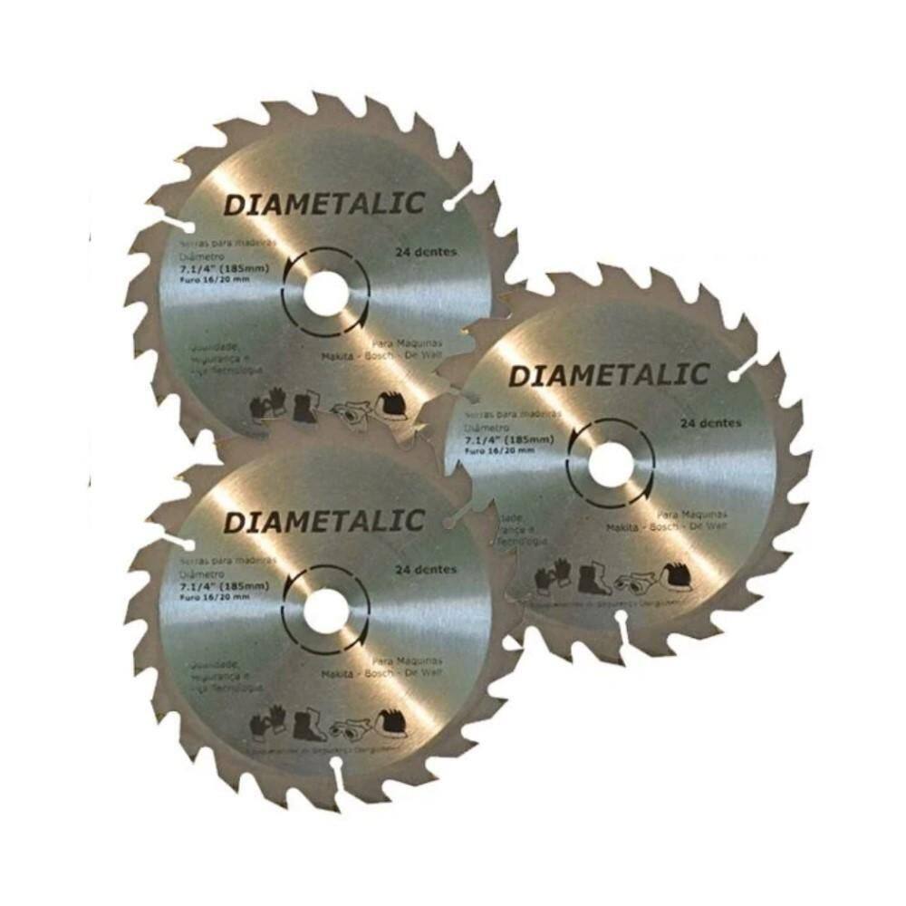 Kit 3 Disco Serra Para Madeira 180Mm 7.1/4`` 24 Dentes