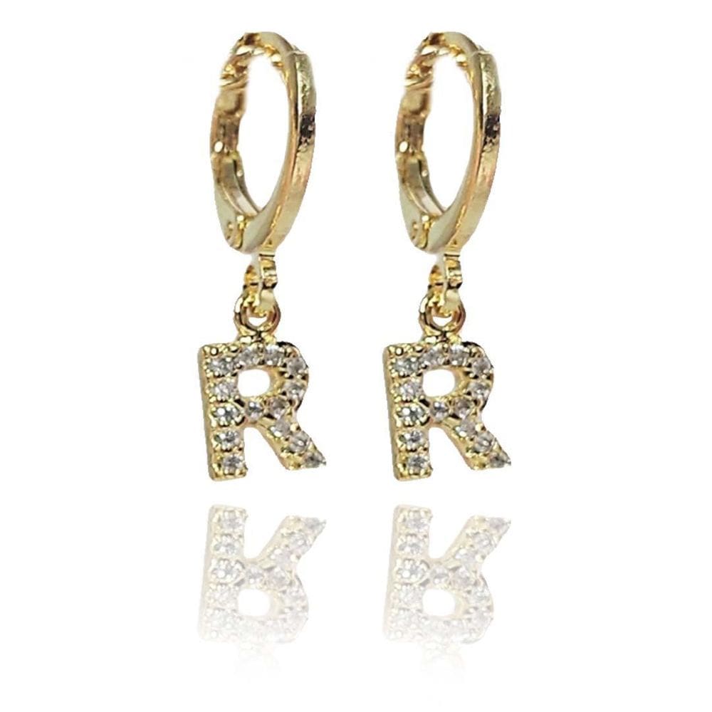 Brinco Argolinha De Letras Com Zircônias