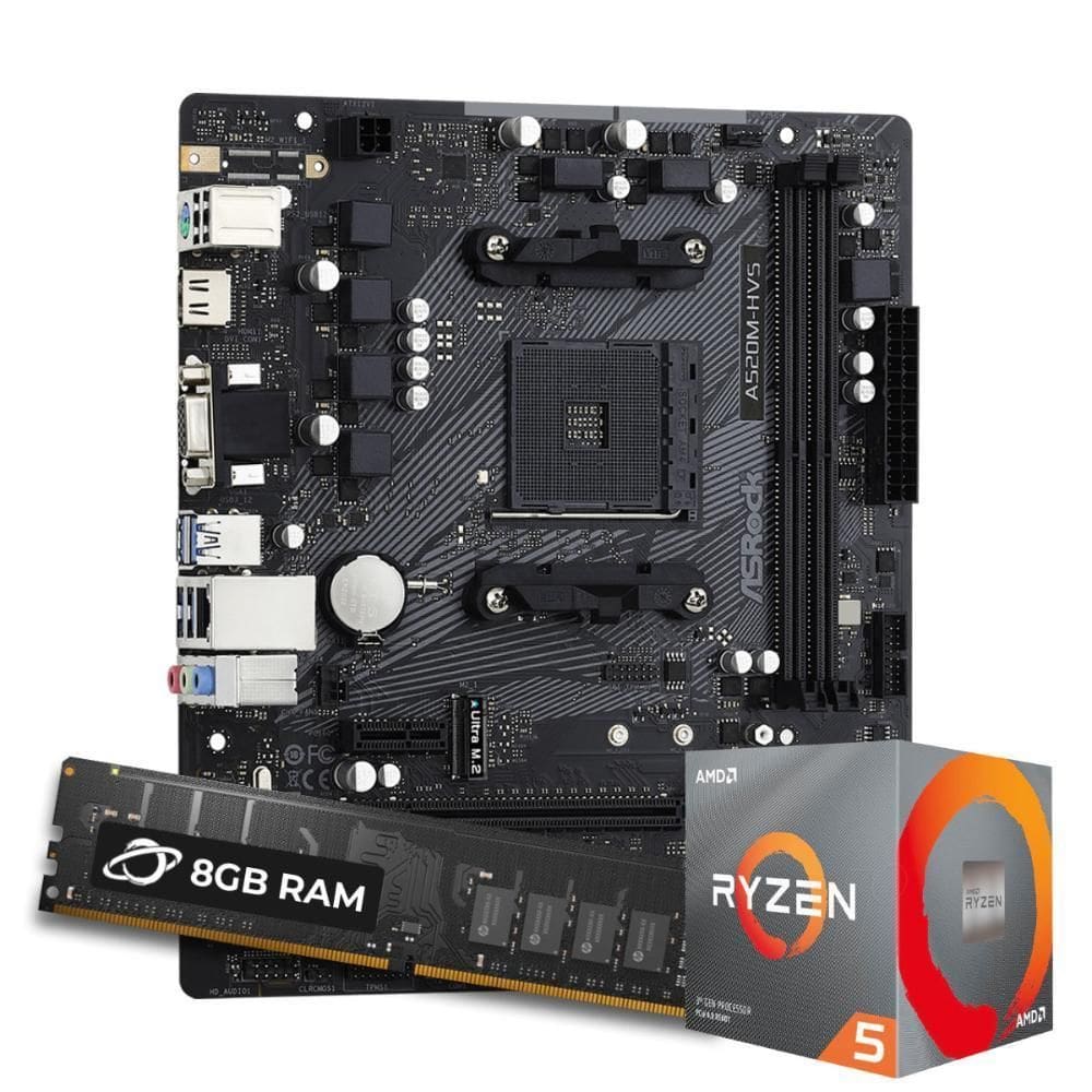 Kit Upgrade Ryzen 5 5600X + Asrock A520M-Hvs + 8Gb Ddr4
