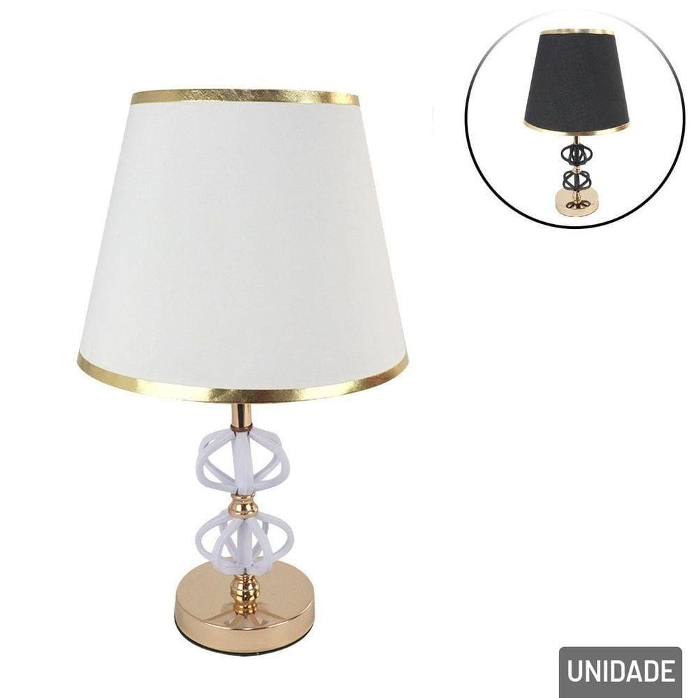 Abajur De Mesa Bivolt Cúpula Base De Metal Color - Tudo Em Caixa