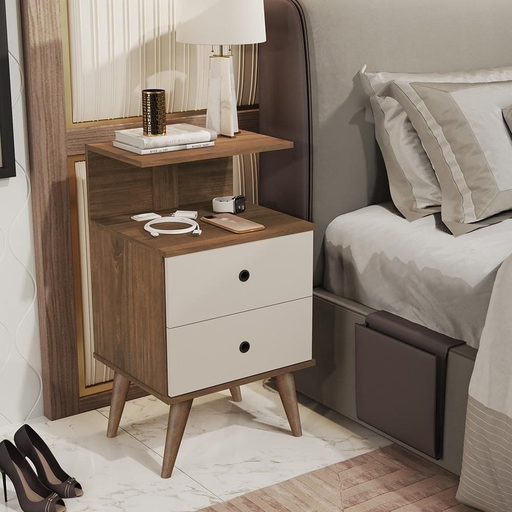 Mesa De Cabeceira Madri Canela - Off White Canela - Off White