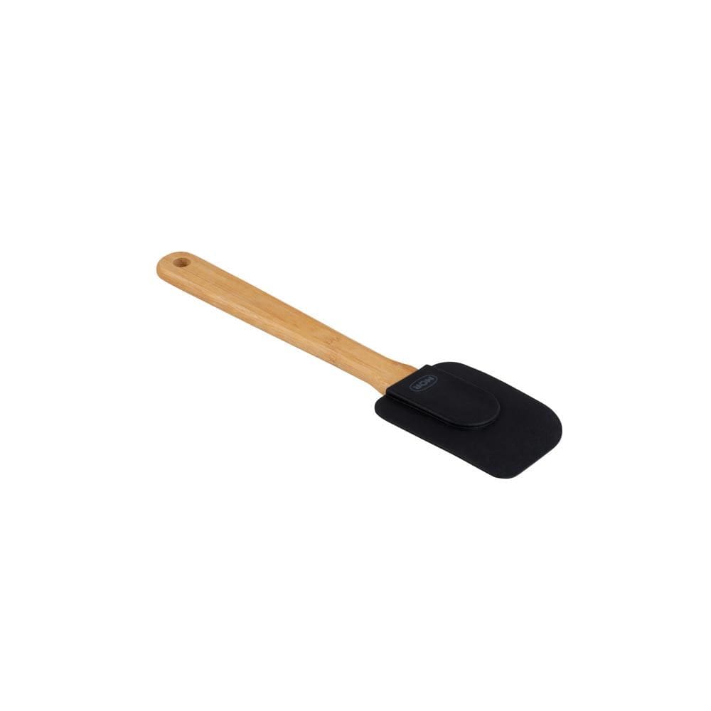 Espatula Reta Silicone e Bamboo Preto