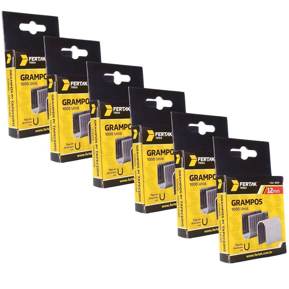 Grampos 12Mm Tipo U Para Grampeador De Pressão Com 6000 Un