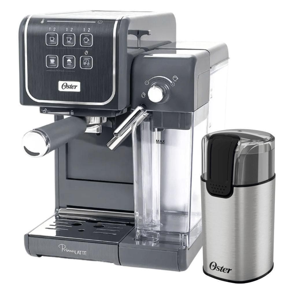 Kit Cafeteira PrimaLatte Touch e Moedor de Café Elétrico Oster 110V