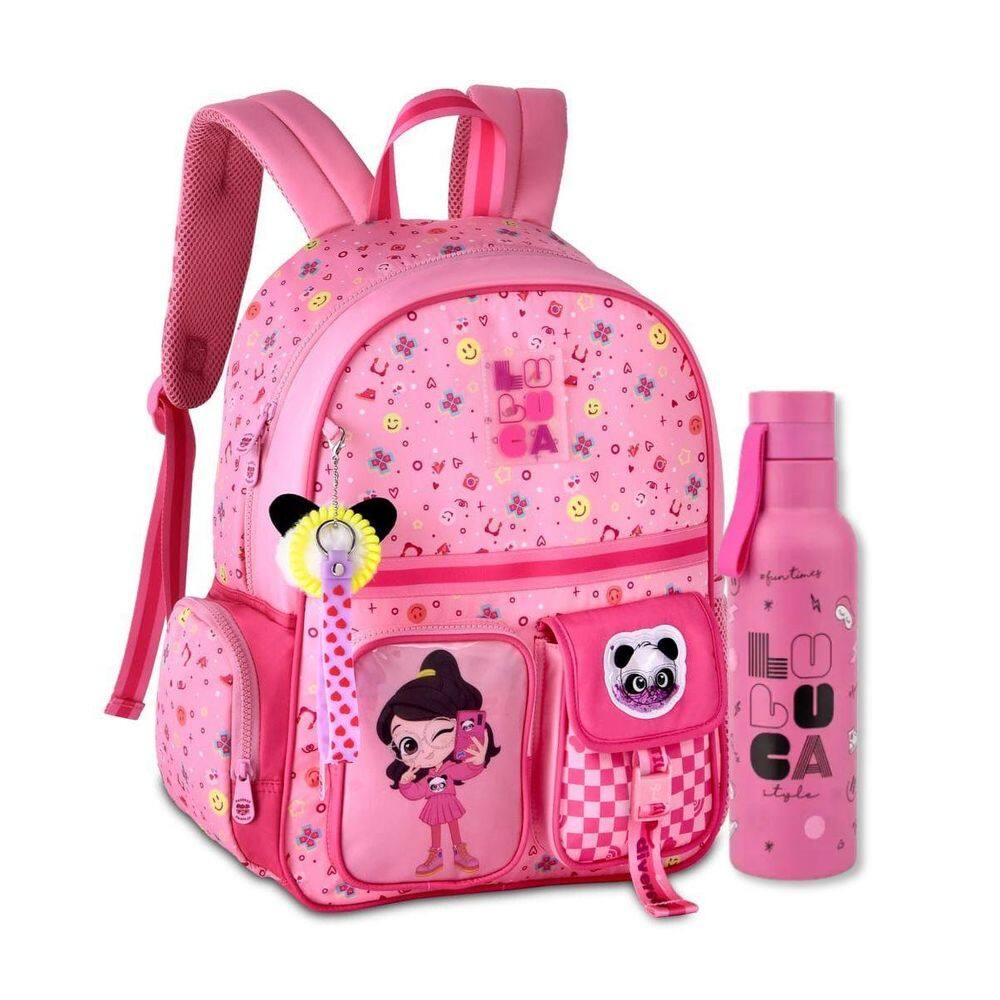 Mochila Costas Luluca Escolar Infantil Com Garrafa Térmica