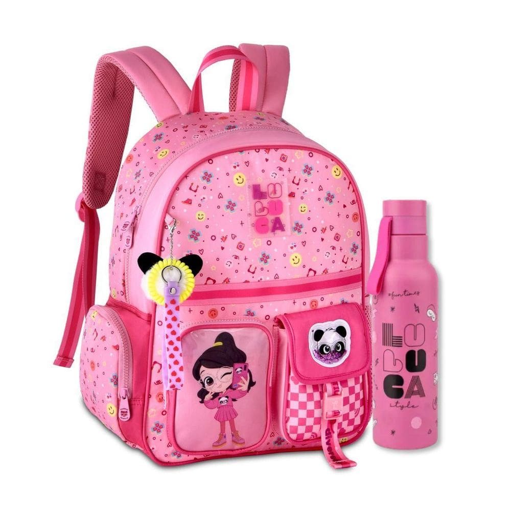 Mochila Costas Luluca Escolar Infantil Com Garrafa Térmica