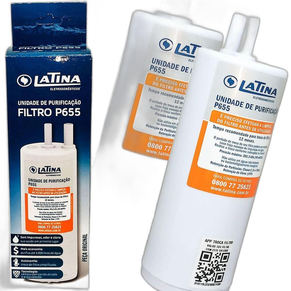 Kit 2 Refil Vela Latina Purificador Agua P635 P655