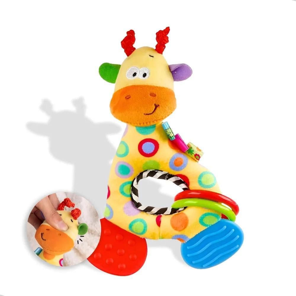 Brinquedo Mini Girafa Mordedor Chocalho Pelúcia Naninha Bebê