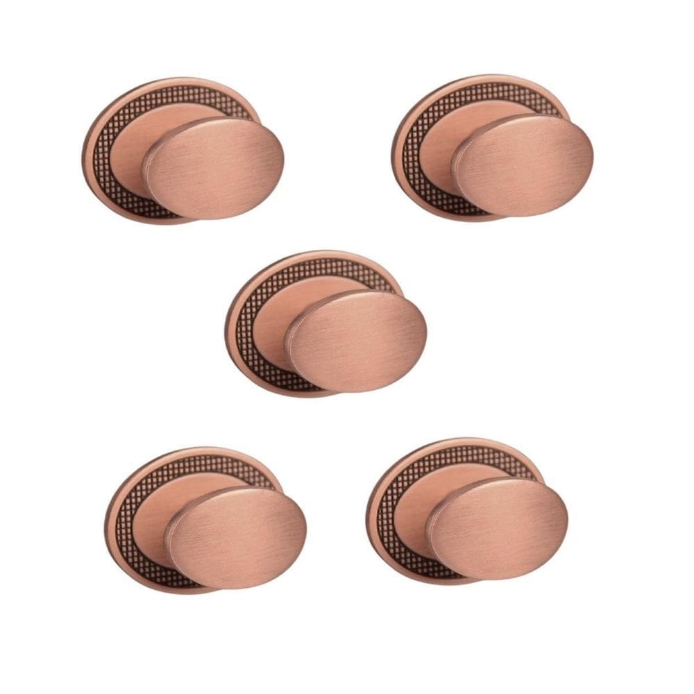 Kit 5 Puxador Beetle Com Base Granada Zen Vecchio Cobre