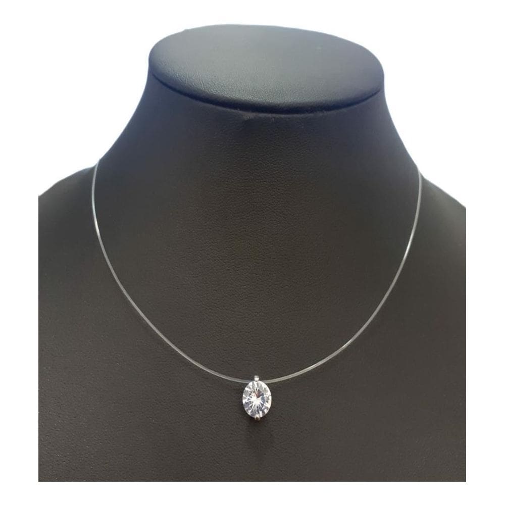 Colar Gargantilha Pedra Zirconia Prata Ponto De Luz Nylon