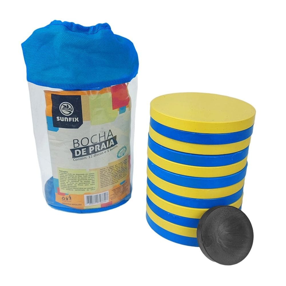 Jogo Bocha Tejo de Praia Para Areia Com 12 Discos Achatado Plásticos - 156 DA ONDA
