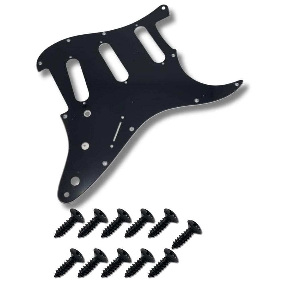 Kit Escudo Guitarra Strato Sss 3 Camada + 11 Parafuso Preto