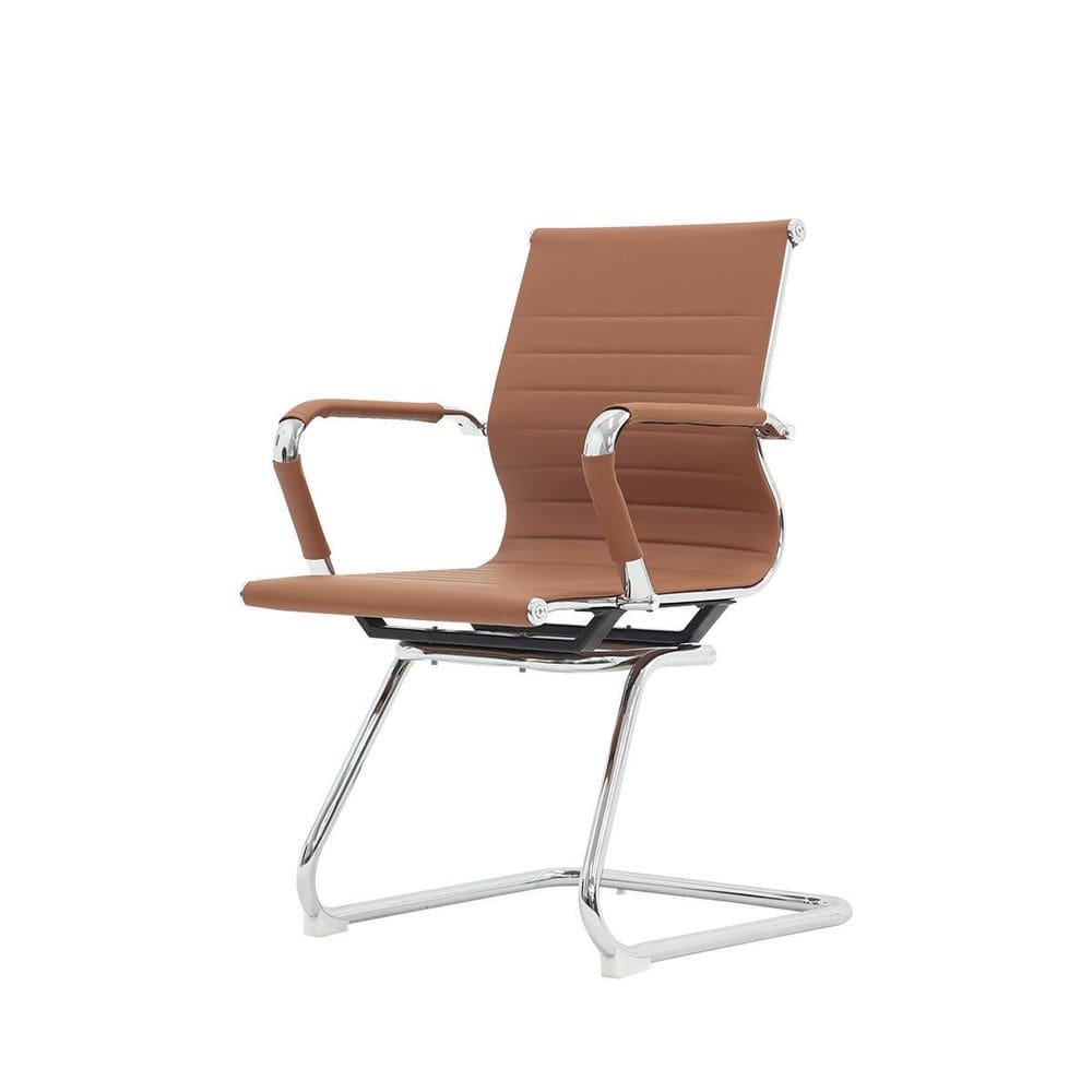 Cadeira Escritório Interlocutor Stripes Fixa Pu Caramelo