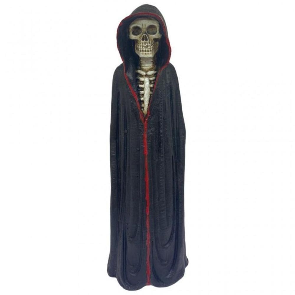 Escultura Exú Caveira Manto Preto E Vermelho Em Pé 22Cm