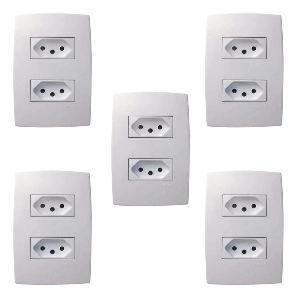 Kit 5 Conjuntos 2 Tomadas 10A 4X2 Pial Plus 615075Bc