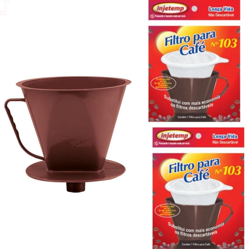 Kit 2 Coador Filtro Injetemp Sintético E Porta Filtro Com Funil