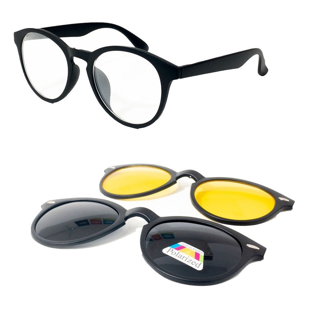Armação De Óculos + 2 Lentes Clip On Noturna E Solar 2205