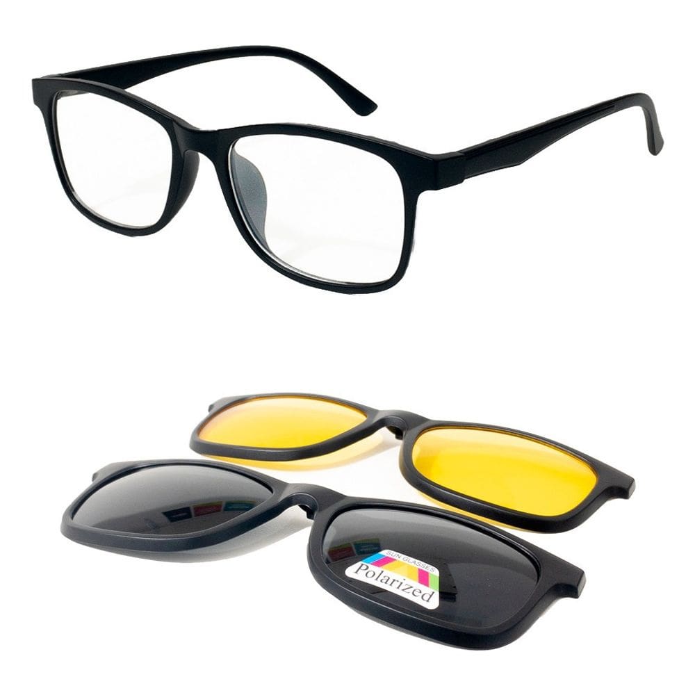 Armação De Óculos + 2 Lentes Clip On Noturna E Solar 2291 Pr