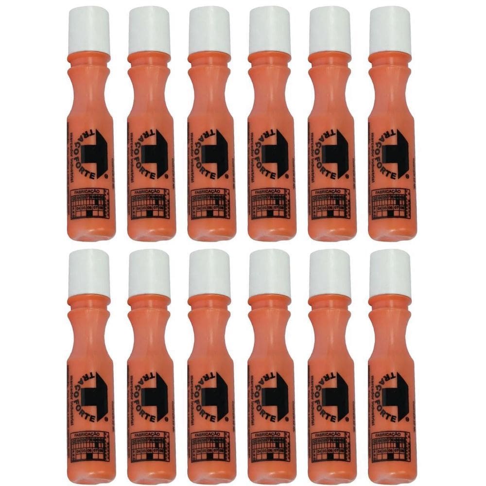 Kit 12 Marcadores Industrial Laranja 3Mm Baden