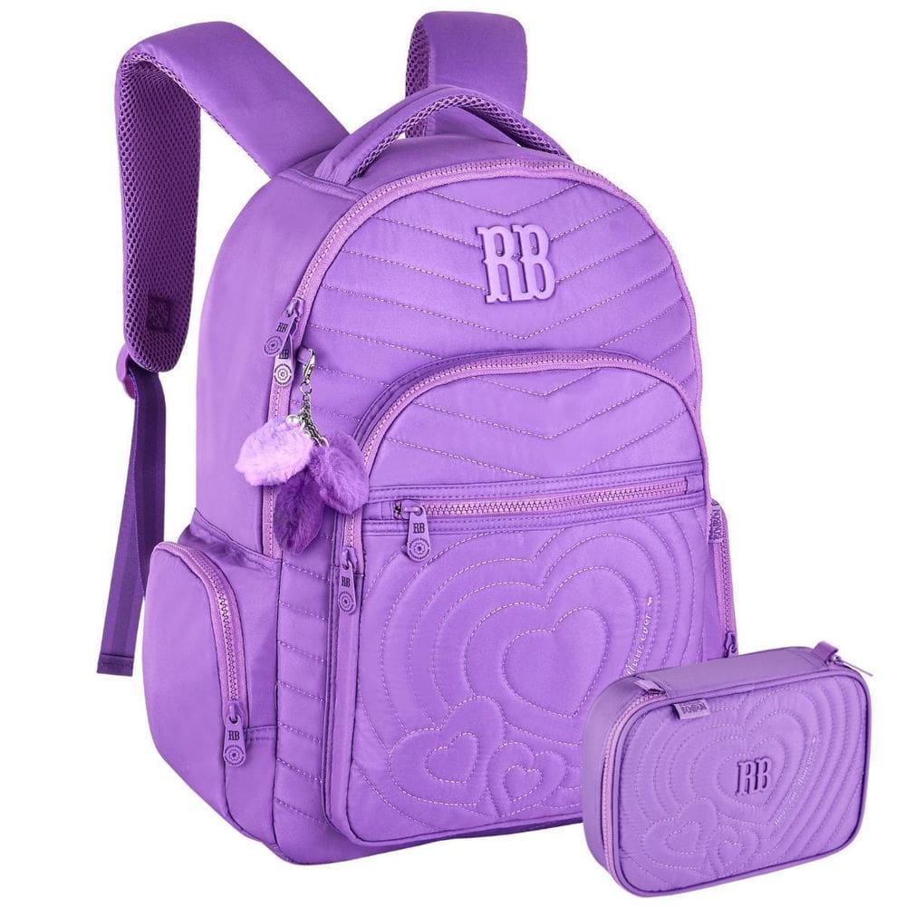 Kit Mochila Rebecca Bonbon De Costas Com Estojo Box - Roxo