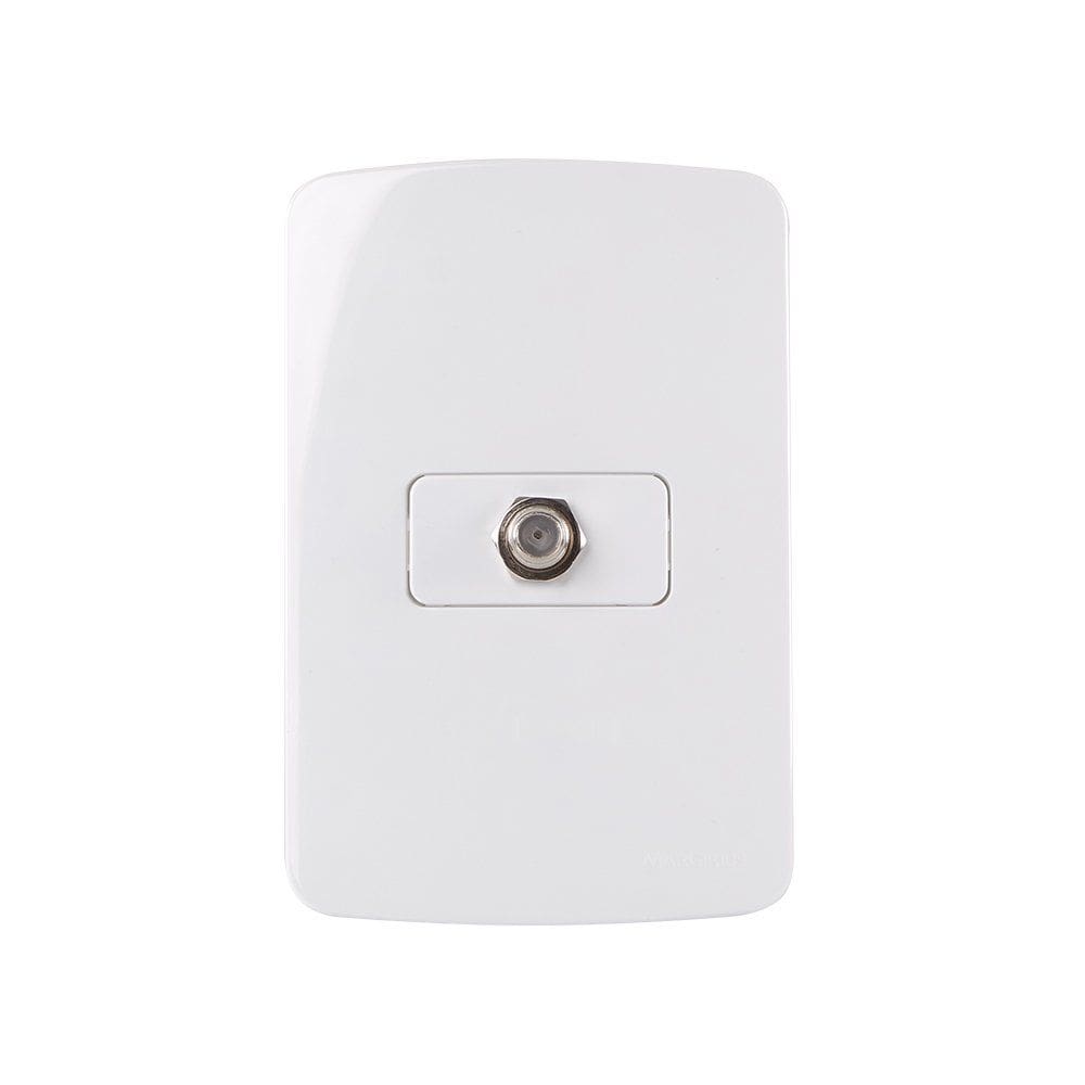 Tomada Antena de TV MarGirius B3 para Cabo Coaxial com Placa 4x2 Branca