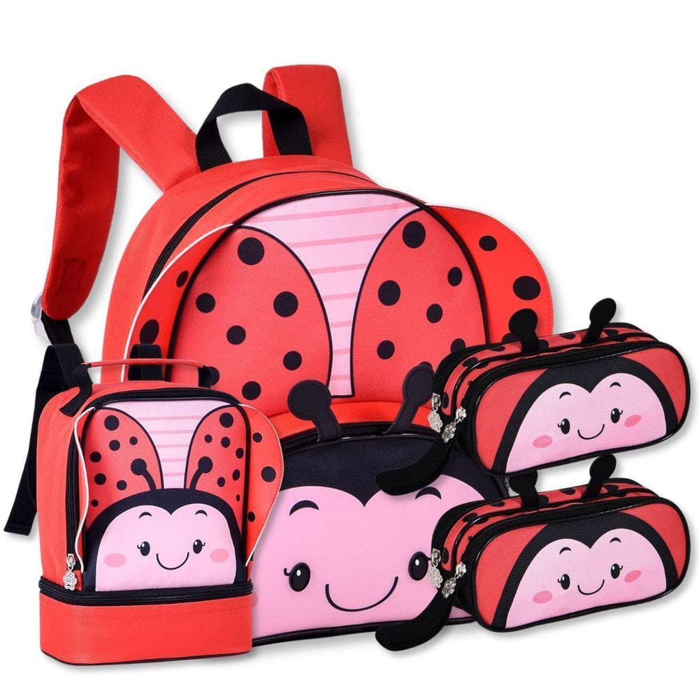 Mochila Infantil Feminina C Lancheira E Dois Estojos Escolar