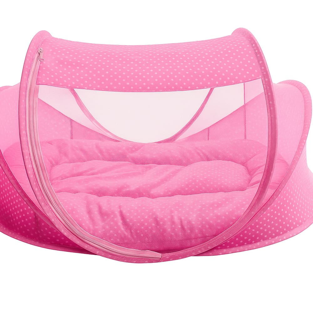 Cama Berço Mosquiteiro Dobrável Rosa Confortavel Bebe