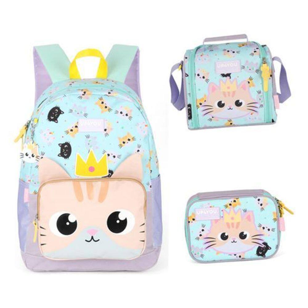 Kit Mochila De Costas Gato Gatinha  Up4You