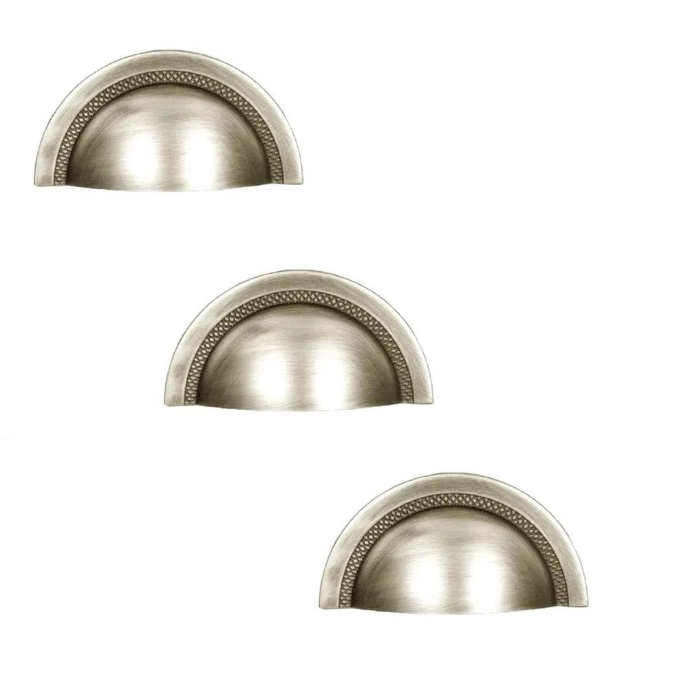 Kit 3 Puxador Shell Zen 64Mm Niquel Escovado Verniz