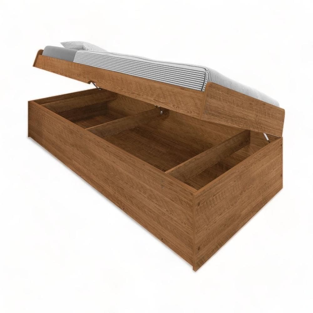 Cama Baú Camila Solteiro Naturale com Colchão Framar