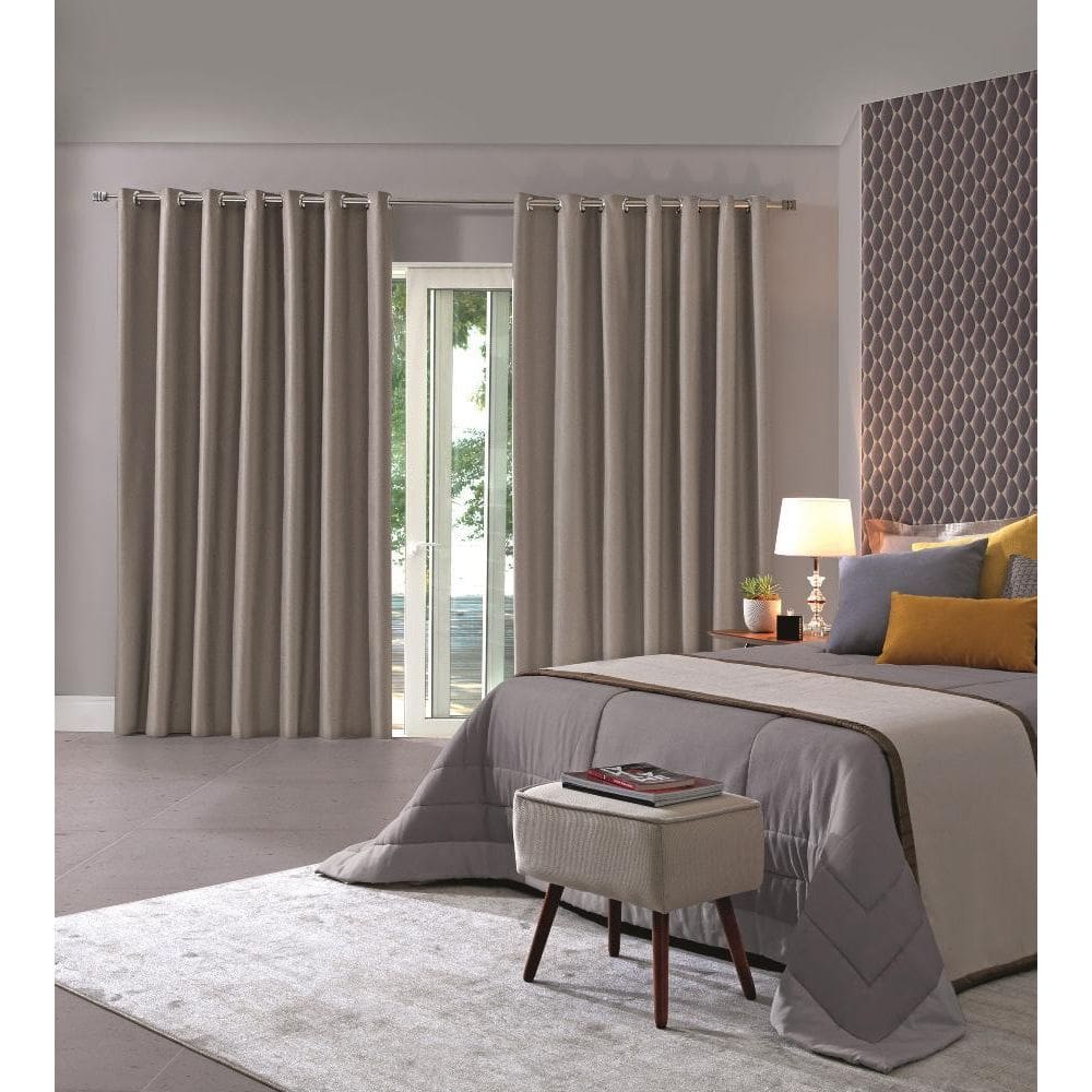 Cortina Corta Luz Tecido Milão 5,40X2,50M Areia Bella Janela