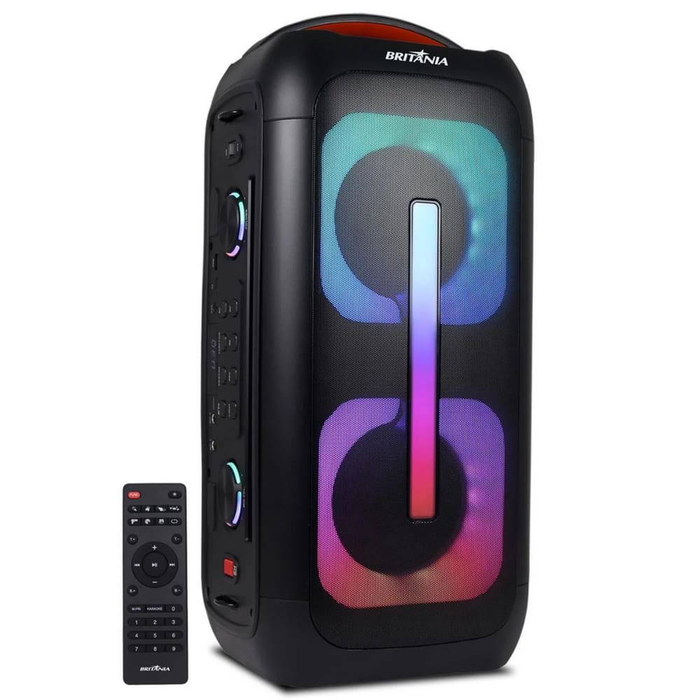 Caixa De Som Amplificada 650w Rgb Led Bluetooth Britania Bcx6801