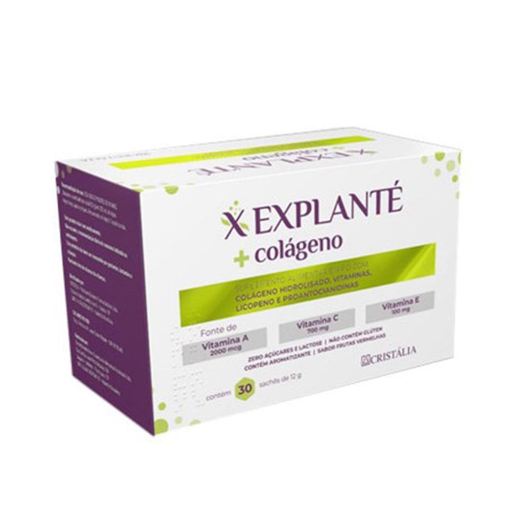 Explante + Colágeno Sabor Frutas Vermelhas com 30 Sachês de 12g