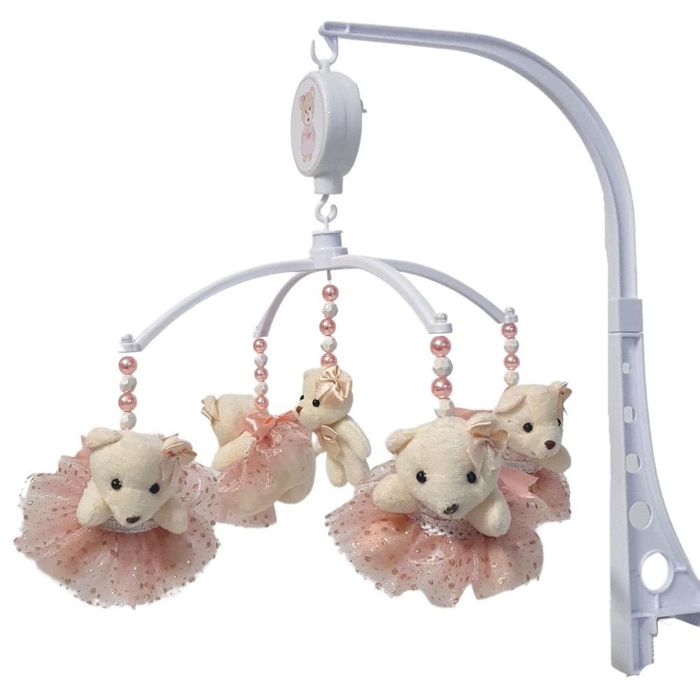Mobile Para Berço Musical Giratório Ursa Rosé
