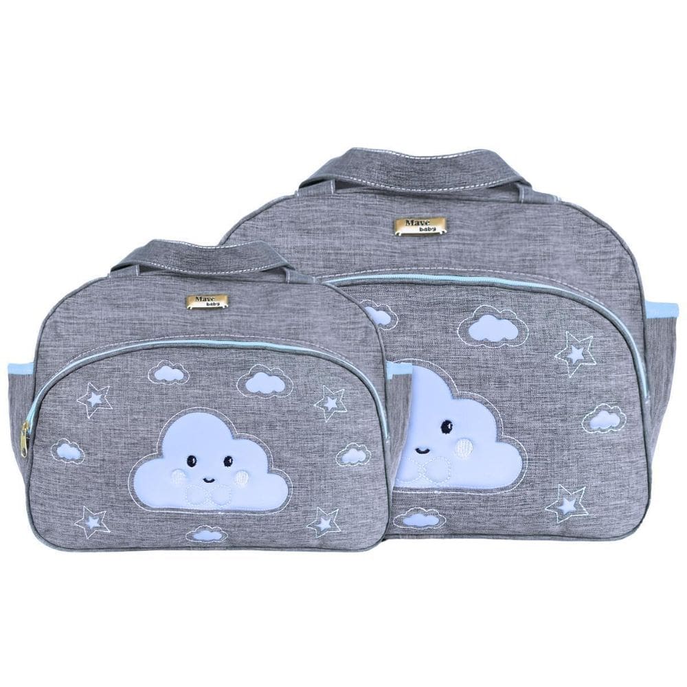 Kit Bolsas Maternidade Mave Baby Charm Cinza E Azul Claro
