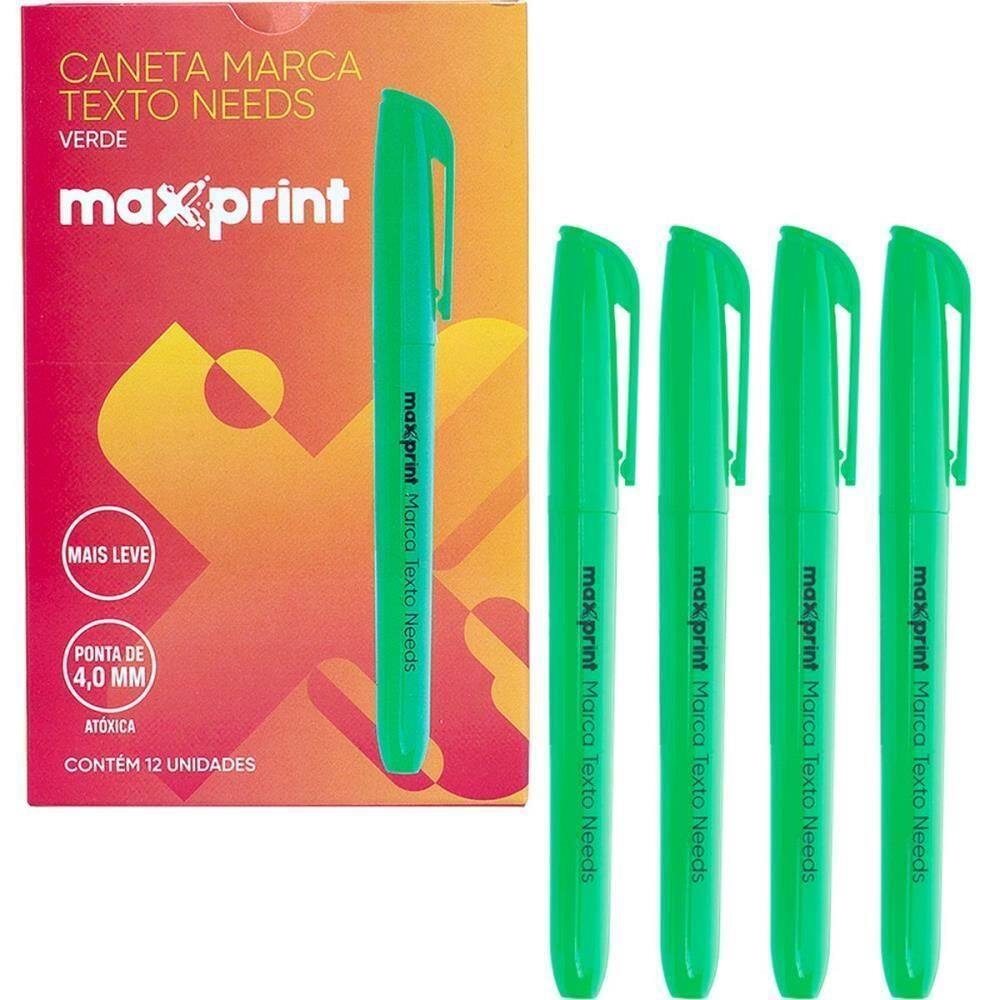 Caneta Marca Texto Needs Verde 12 Unid - Maxprint