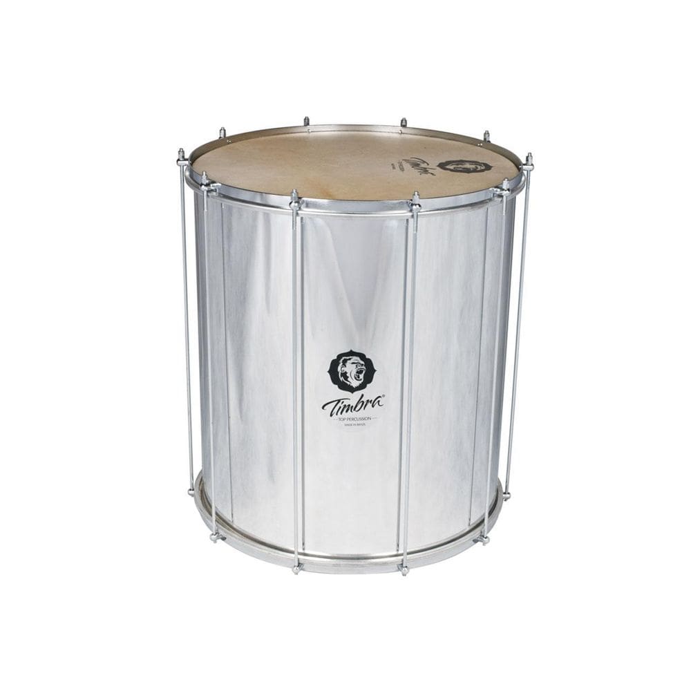 Surdo Samba 20&quot;X60Cm Alumínio Cromado Pele Animal Timbra
