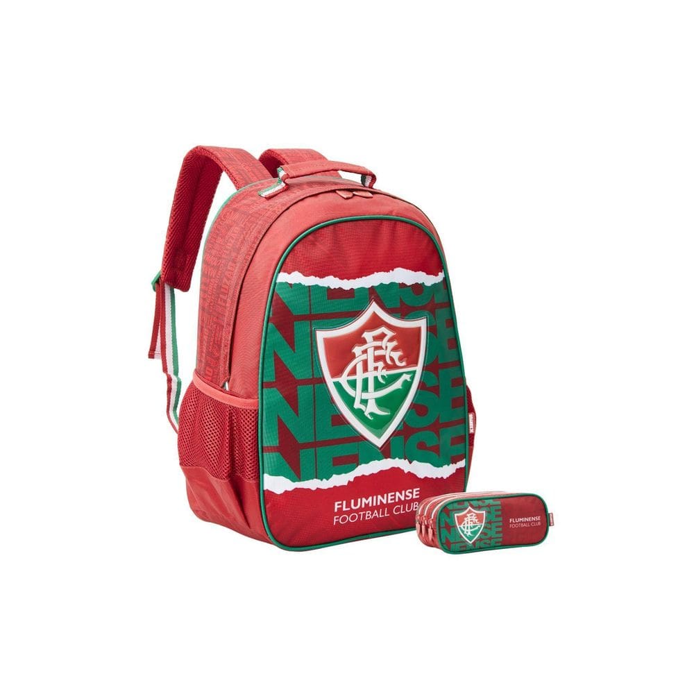 Kit Escolar Mochila De Costas + Estojo Triplo Fluminense
