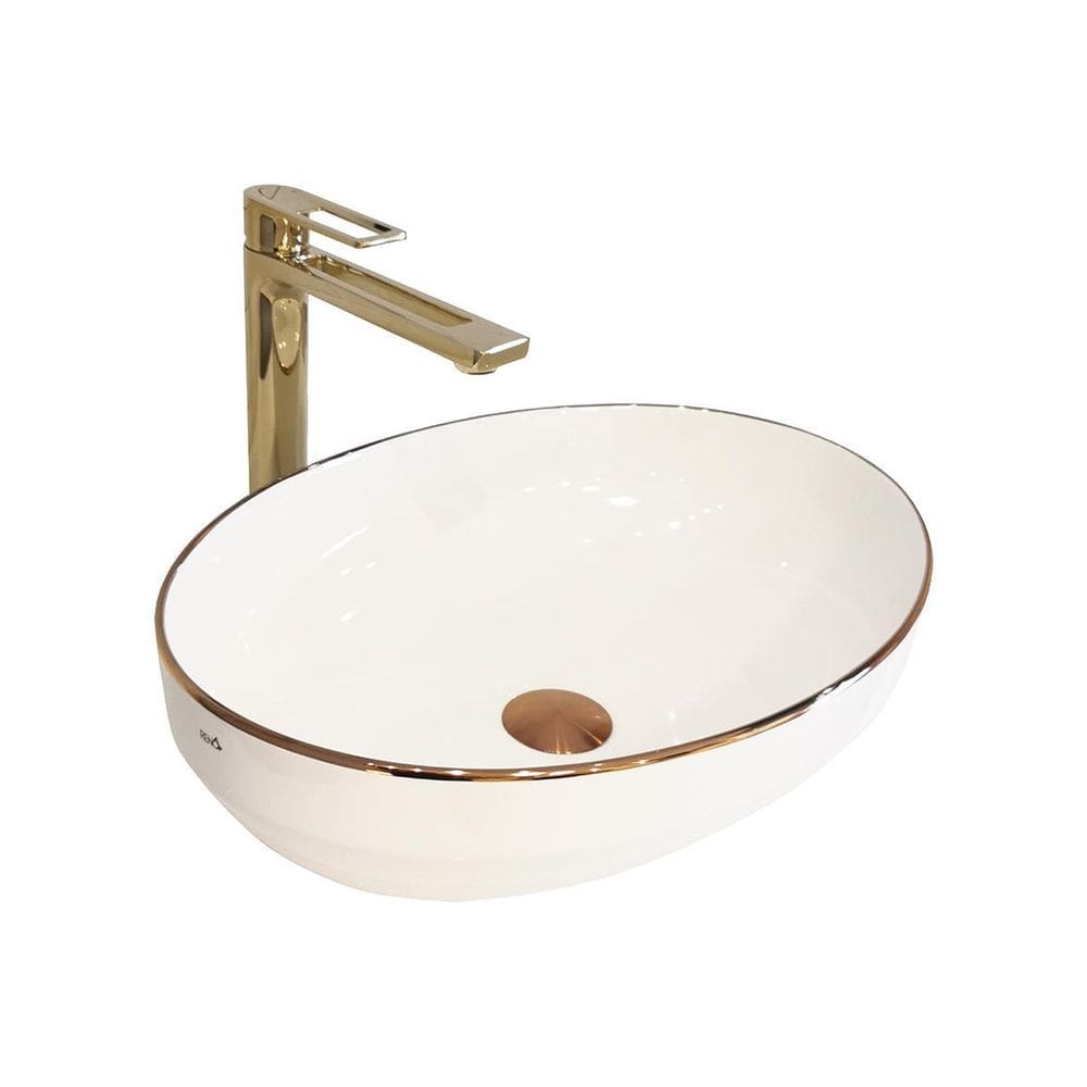 Cuba De Apoio Branca E Rose Gold Cerâmica Reno Rc 182