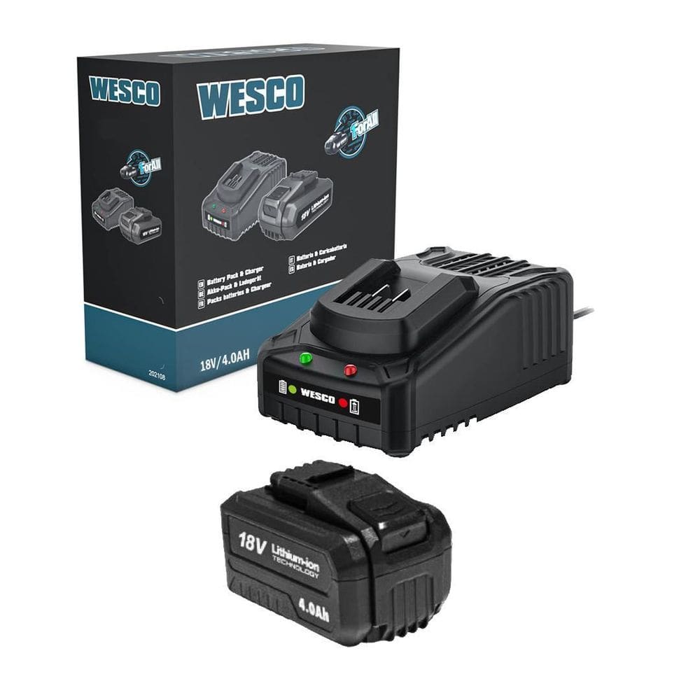 Kit Com Bateria 18V 4Ah E Carregador Bivolt Wesco Mod Ws1102