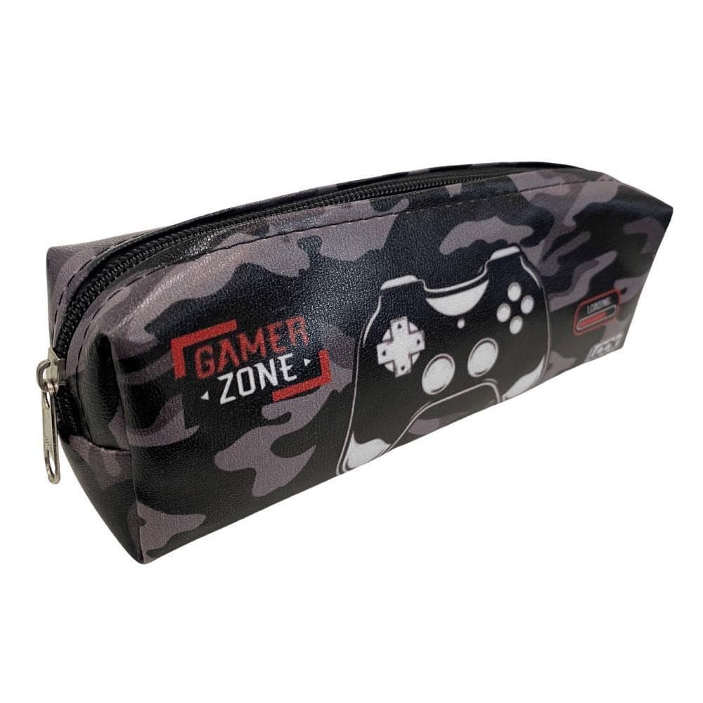 Estojo Uma Divisória Gamer Zone Preto Camuflado Look 006Plg3